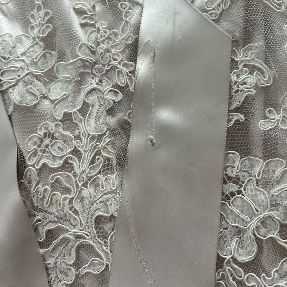 Timeless lace a line wedding dress with keyhole back and plunging neckline - Picture 10 of 16